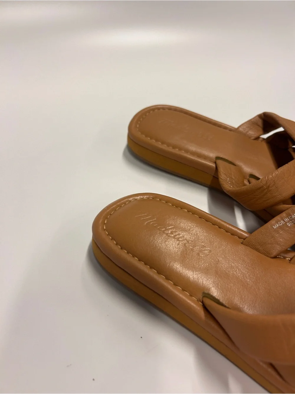 Madewell Cognac Tan Cross-Strap Slide Sandals